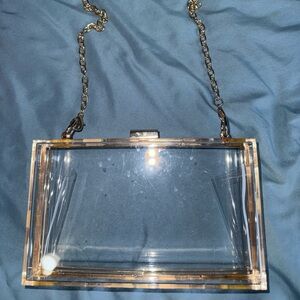 Transparent Gold Chain Clutch